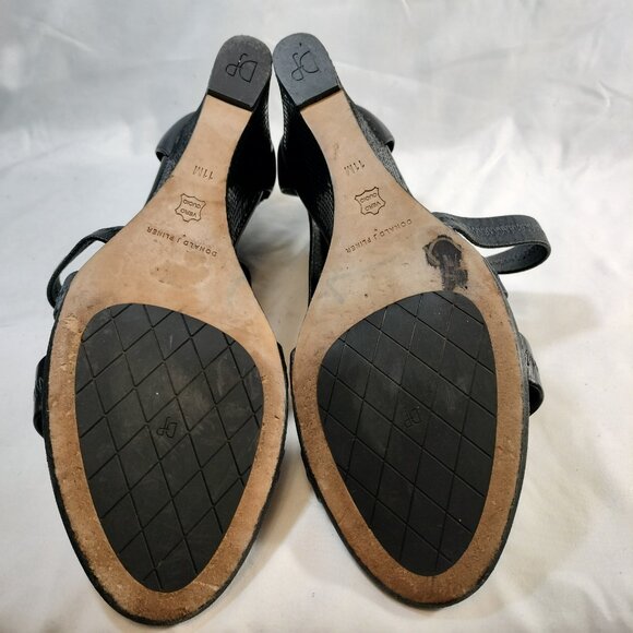 Donald J. Pilner Jemi Black Wedge Heel Criss Cross Sandals Pumps Heels sz 7.5M - Picture 7 of 8